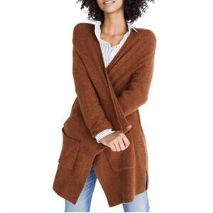 Madewell Womens Cardigan Sweater Marled Brown Wool Blend Open Cardi Warm Cozy XS